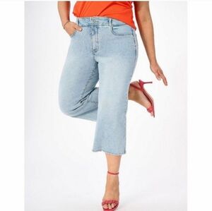 NYDJ Wide Leg Denim Cropped Jeans Size 10 Casual Summer Light Wash Travel
